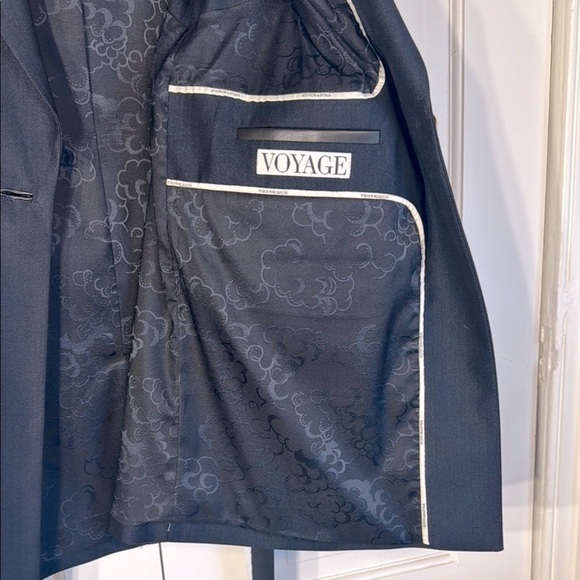 New Scotch & Soda Navy Herringbone Long Men’s Wear Vest with Gold and Belt - Picture 14 of 16